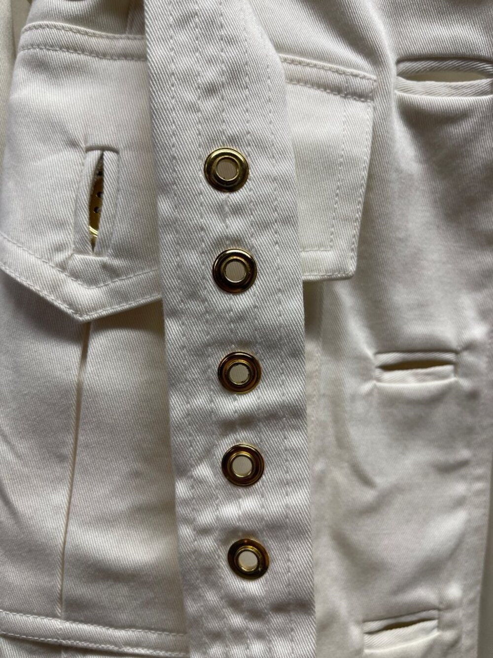 Milly of New York Silk-Lined White Cotton Sateen Bamboo Belted Trench Coat 6 - Picture 6 of 12